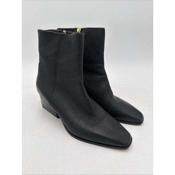 MARION Shoes - Marion Parke Black Side Zip Boots Booties Ankle 37.5 US 7 Pebbled Leather Heel